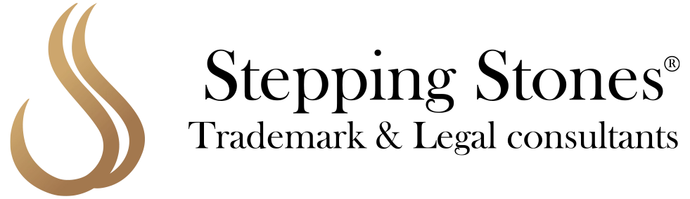 Steppingstones Logo - A minimalist graphic featuring a stylized, vertical 'S' shape composed of two curved, flame-like lines rendered in a gradient of gold or bronze colors against a solid black background.